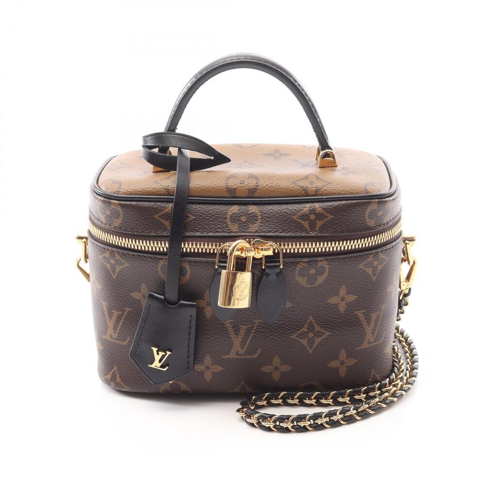 Louis Vuitton Vanity NV Handbag Canvas Leather Monogram Reverse Brown Black
